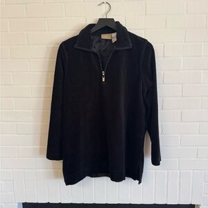 NWT Liz Claiborne Black Corduroy 1/4 Zip Jacket